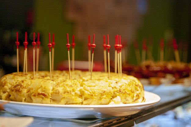 Omelette, Spanish tortilla. Typical Spanish dish served by portions or as pinchitos