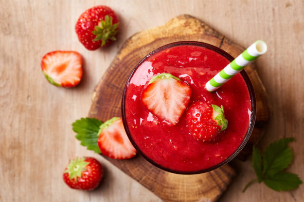 Glass of strawberry smoothie