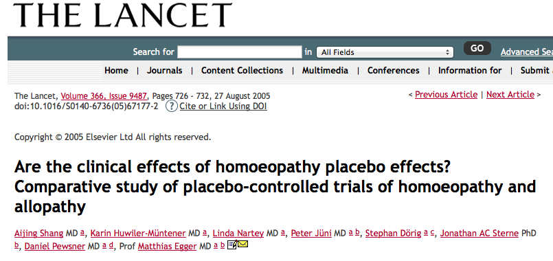 Publicación Lancet Homeopatía