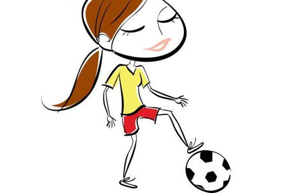 Chica jugando al fútbol